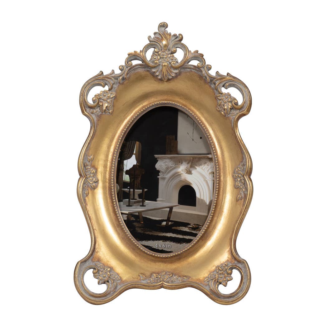 Sagebrook Home - Wholesale Picture Frame - Photo Frame - Gold Resin Decorative Baroque Oval, 4x6 in.4