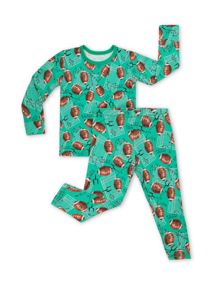 Football FIeld Long Sleeve Jammies Set for wholesale by Macaron + Me