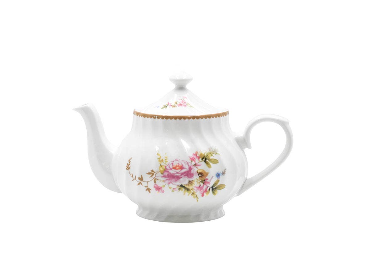 Lynns - Venta al por mayor Teteras - Tetera elegante de porcelana de 1,1 L con diseño vintage en espiral4