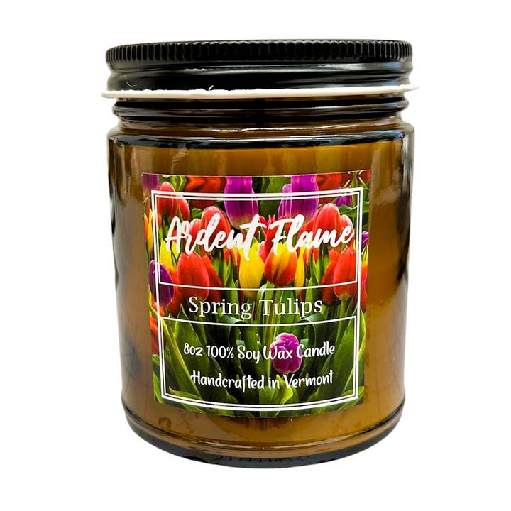 Spring Tulips -100 Percent Soy Candle Hand Poured for wholesale by Ardent Flame Candles-Vermont's Premier Candle Company