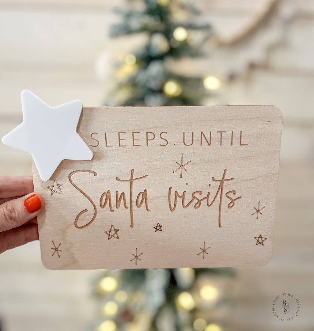 By His Saving Grace, LLC - Wholesale Christmas Decoration - Sleeps Until Santa Visits Countdown Sign0
