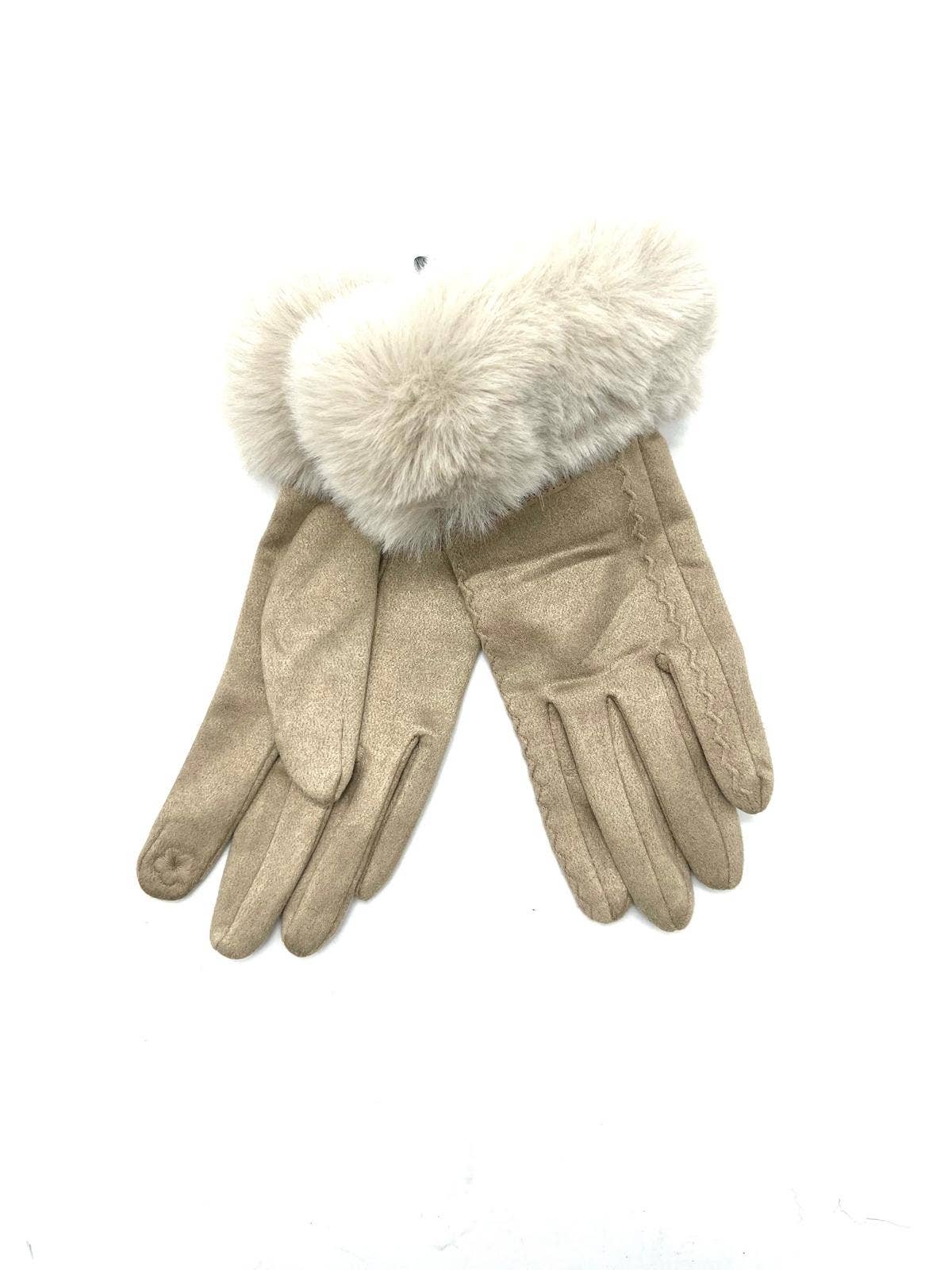 LINETA - Wholesale Gloves - Women's - ST-3009 Single glove with faux fur trim2