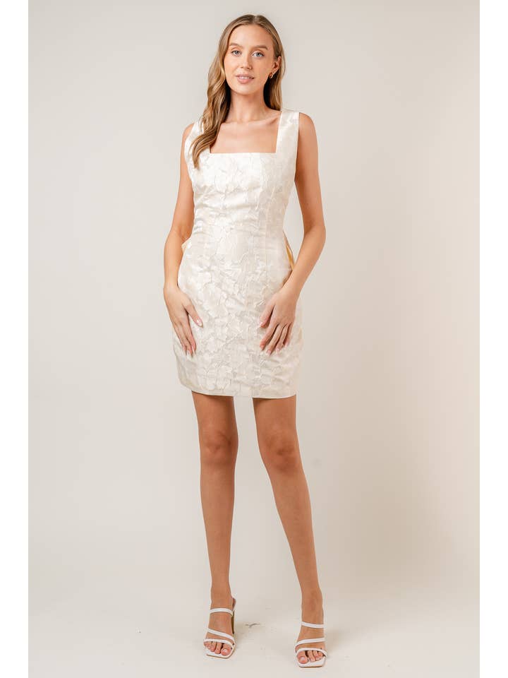 Fore Collection - Wholesale Dress - Women's - CHIC STATEMENT BOW BACK FLORAL COCKTAIL MINI DRESS-DI8374FO5