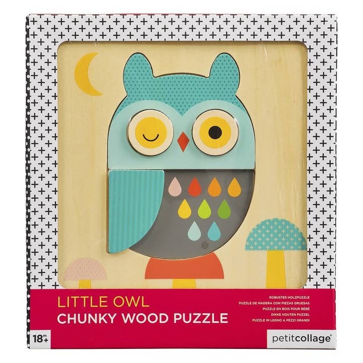 Little Owl Chunky Wood Puzzle for wholesale by Petit Collage