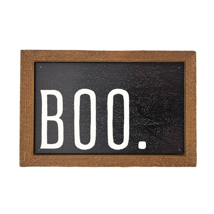 Rustic Wooden Sign - 6x4 Home Accent Boo Halloween Decor for wholesale by Driftless Studios