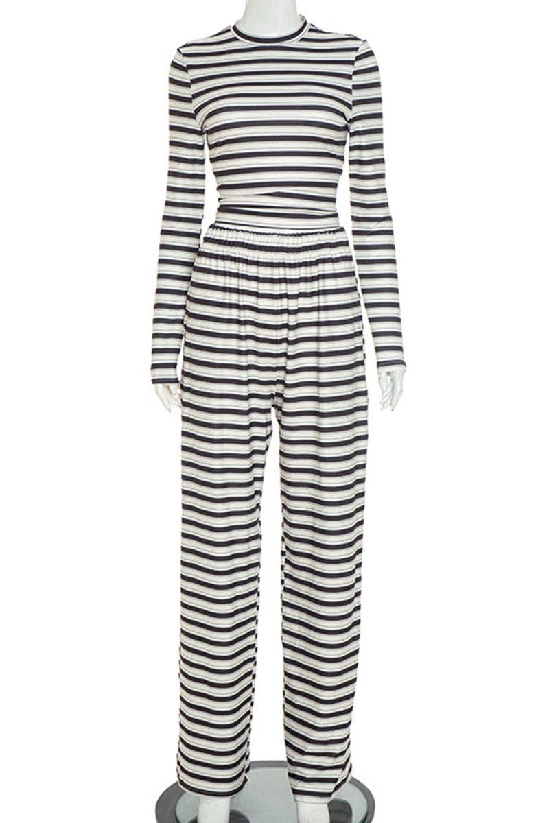 Mccolin - Wholesale Lounge Set - Women's - Striped Long Sleeve Pants Set6