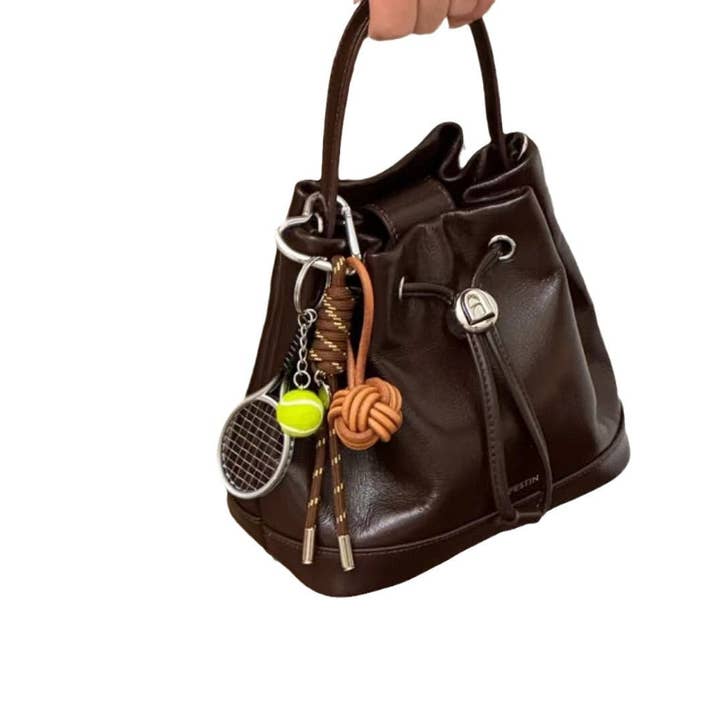Brown Simple Baseball Braided Rope Bag Charm DP25E934 for wholesale on Faire2