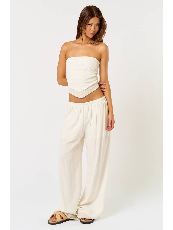IVORY BS403 Scarf Top Cropped with Pants for wholesale on Faire