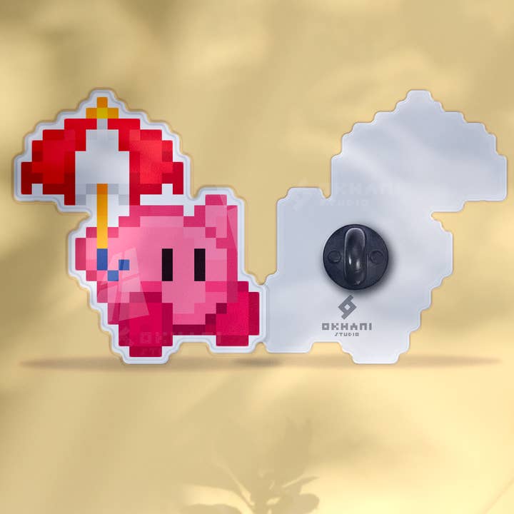 Broche acrylique Kirby parapluie pour la vente par Okhami Studio