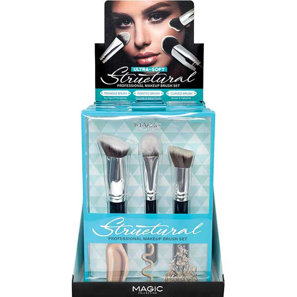 Majestic Wholesale – wholesale Sminkborstset – Magic Collection Strukturell sminkborstsats 3PC 6 UPPSÄTTNINGAR