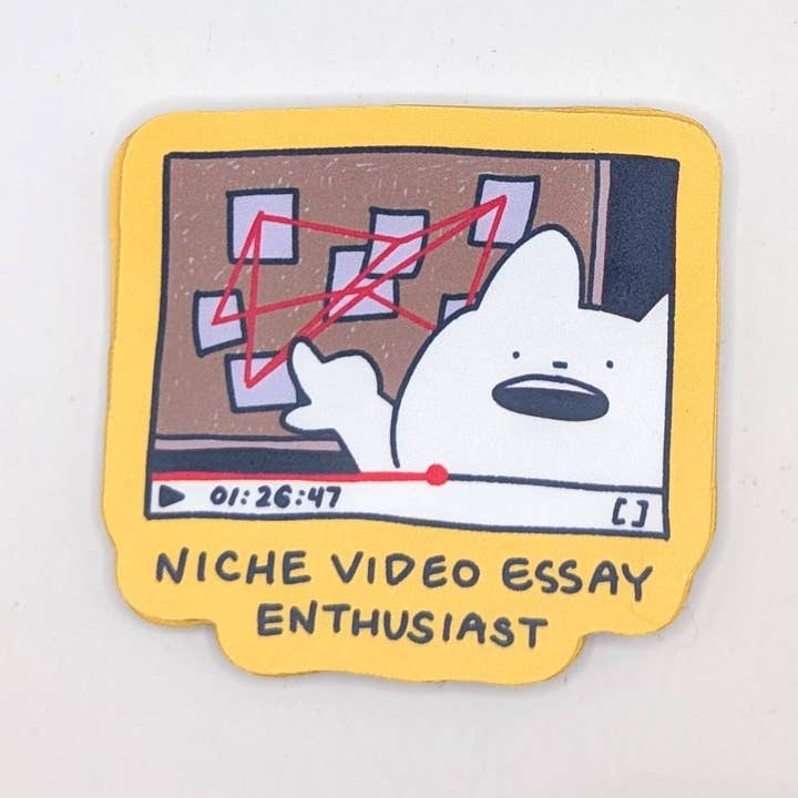 Niche Video Essay Enthusiast Cat Sticker – Funny Conspiracy and other Purchase Wholesale vendita videogiochi. Free Returns & Net 60 Terms on Faire trending on Faire.