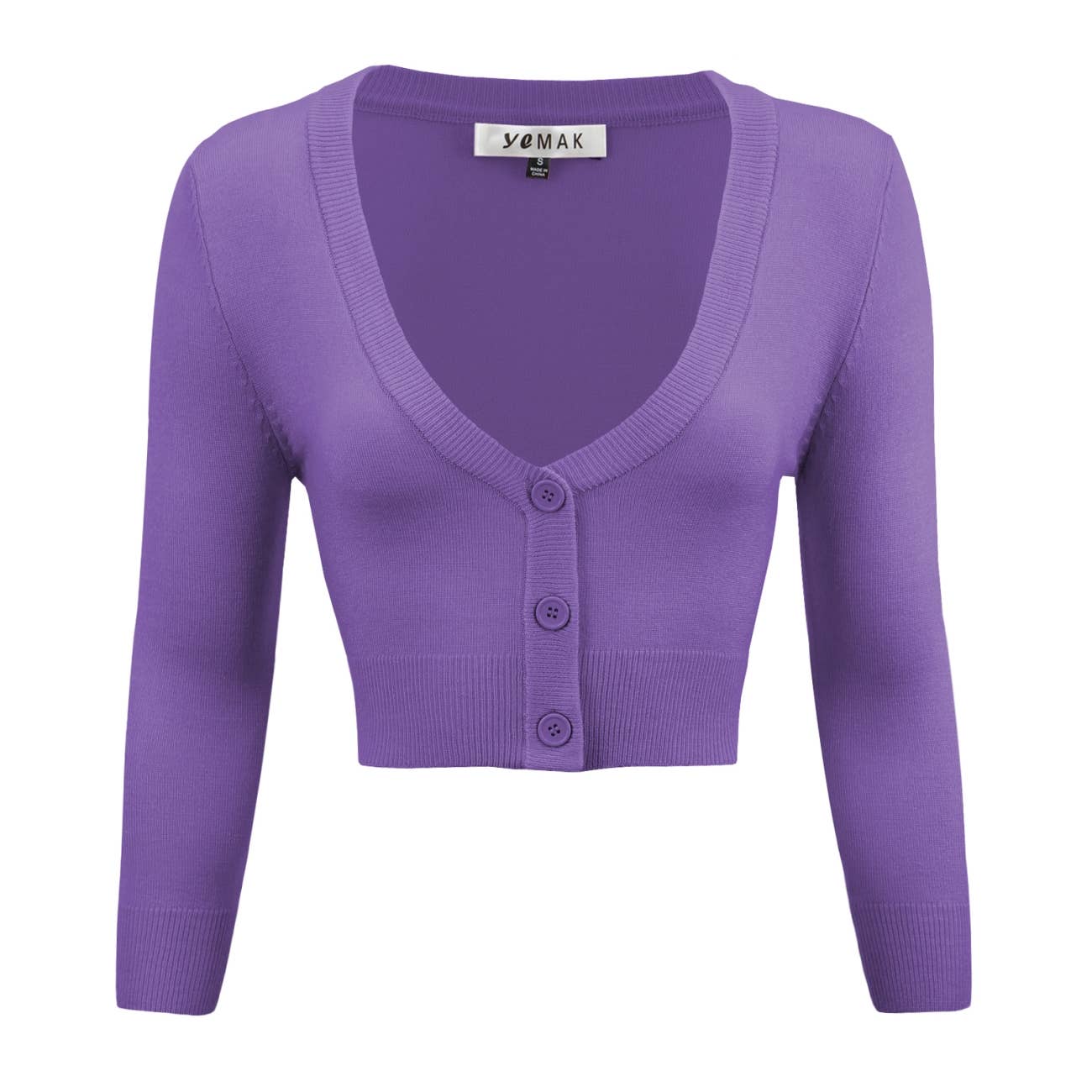 Mak - Wholesale Cardigan - Women's - Cropped Bolero 3/4 Sleeve V-Neck PLUS size Cardigan CO129PL3