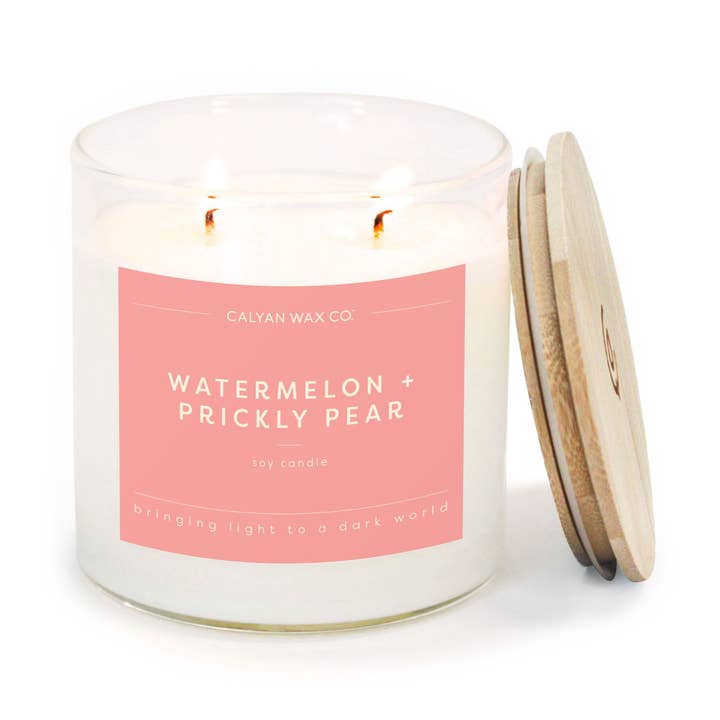 Watermelon + Prickly Pear - Clear Glass Tumbler Soy Candle for wholesale by Calyan Wax Co.