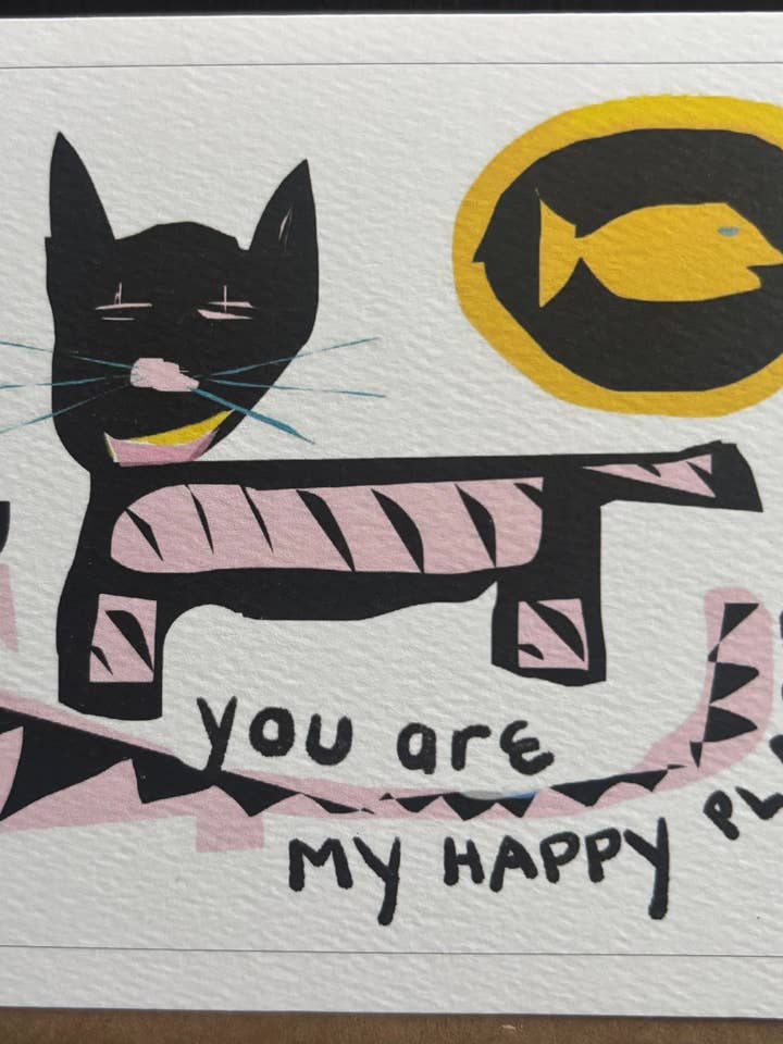 Carte de vœux animal de compagnie chapeau de cow-boy chien chat poisson Happy Place pour la vente par Bernie Street Studios