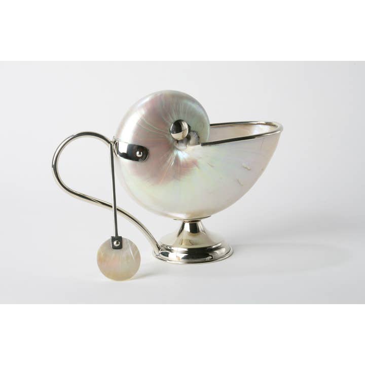 Sashi Handmade – wholesale Serveringsredskap – Naturlig Nautilus Seashell Server Med Silver-Alpacka Accent