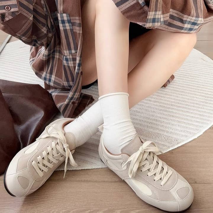 ACCITY - Wholesale Flats/Loafers - Women's - Retro Colorblock Sneakers in Wine Red Style_CWSHF0168