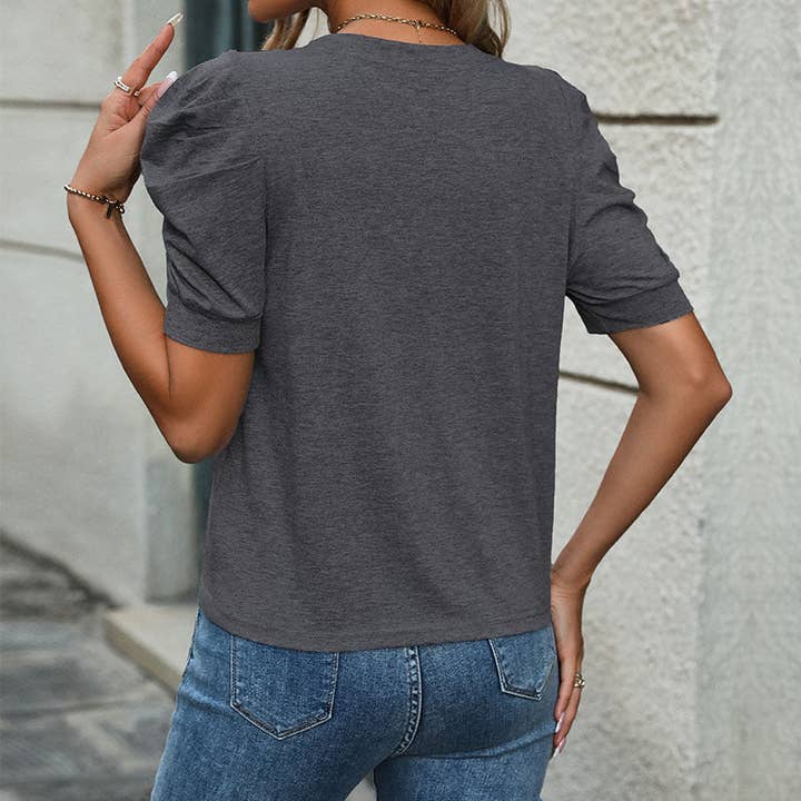 Lovesoft – wholesale Blouse – Women’s – Casual Bubble Sleeve Short Sleeve t-shirt4