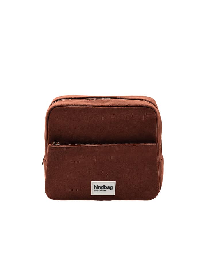 XL Alix Chocolate toiletry bag for wholesale by Hindbag