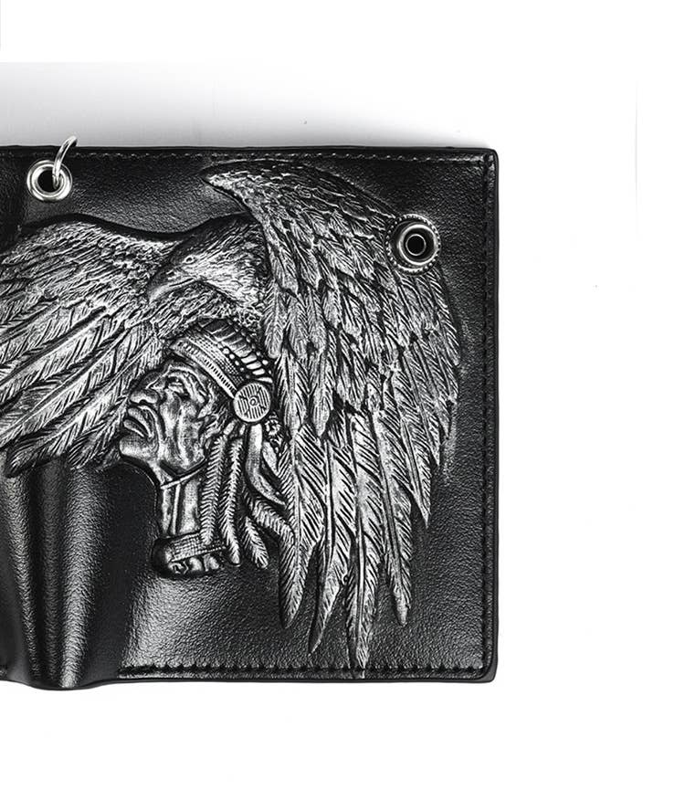 Tourtiwi – wholesale Wallet - Men’s – Gothic Indian Pattern Bifold Chain Wallet8