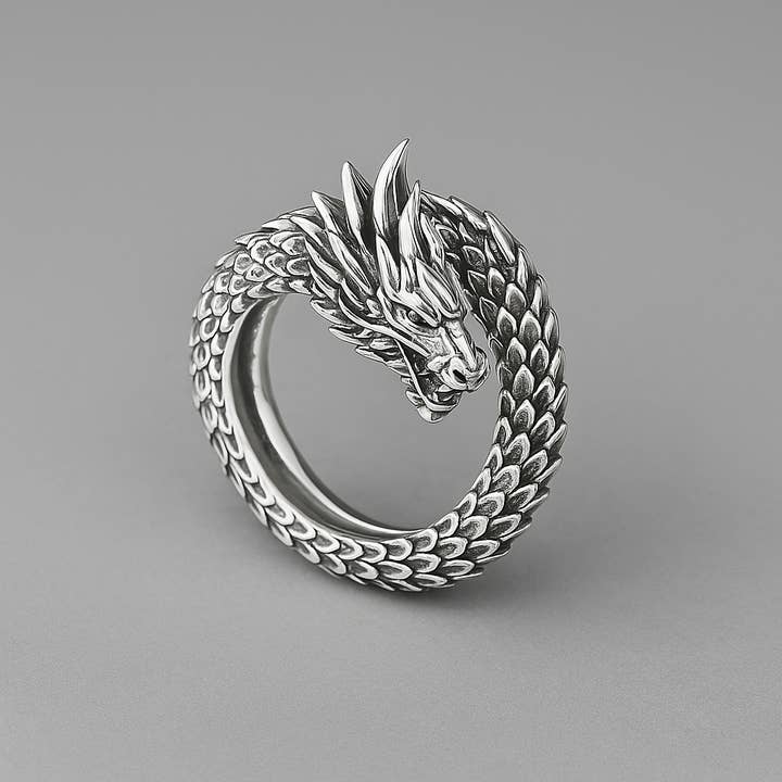 Sterling Silver Scaled Dragon Ring for wholesale by ARTEMIS