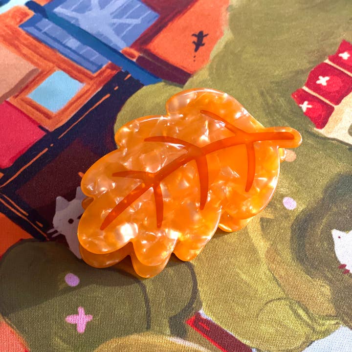 Paper Rat Illustrations - Wholesale Hair Clip - Women's - Autumn Leaf Claw Clip