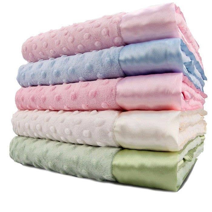 My Blankee - Wholesale Deken - Kinderen en baby - Oranje Minky Dot Flat Satijnen Rand Babydeken