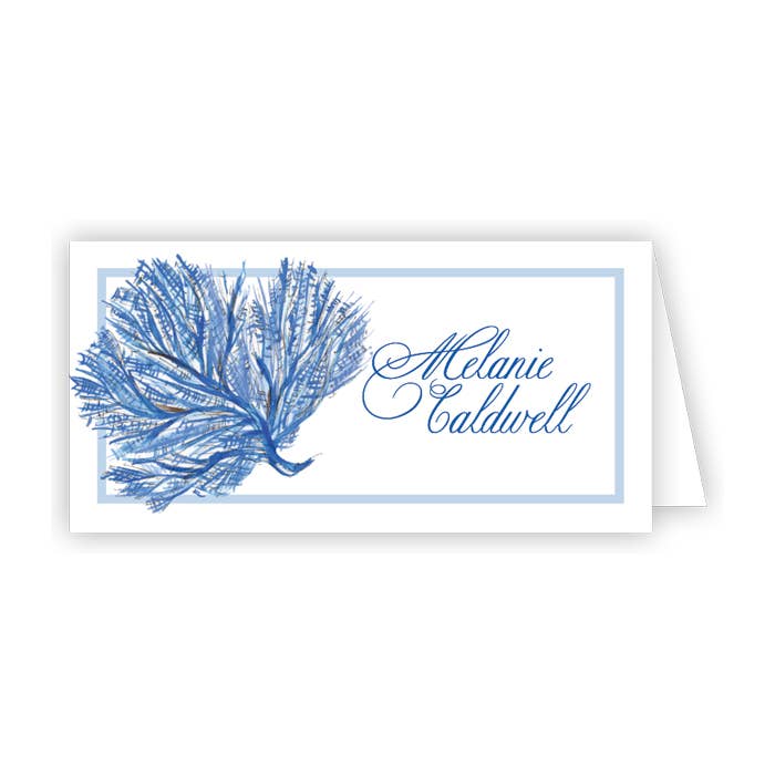 Handpainted Coastal Blue Coral Placecard for wholesale by RosanneBeck Collections