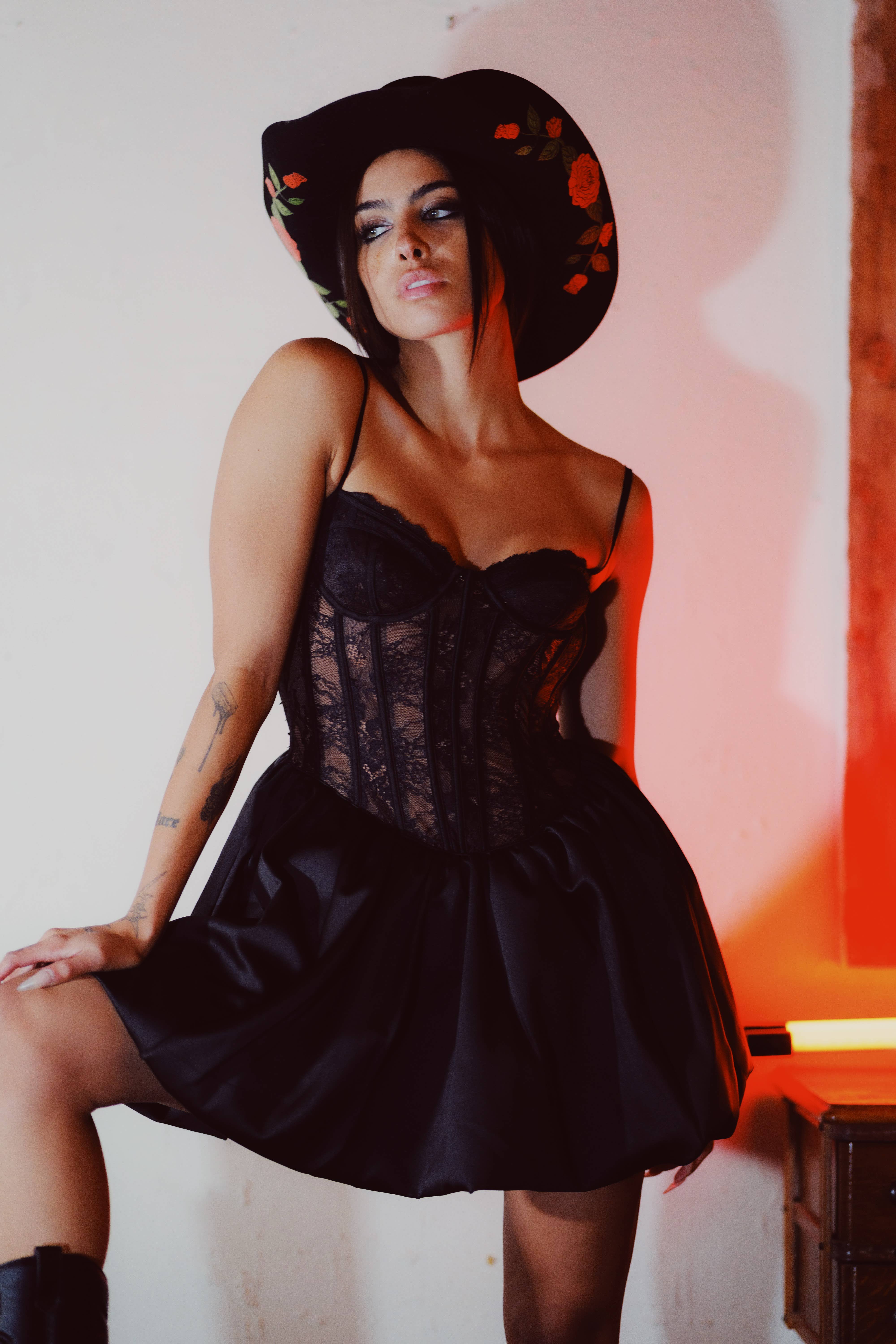 Wild as Heck – Fedora - Mulher por atacado – Chapéu Western Marlowe com flor de rosa – estilo cowboy para festival7