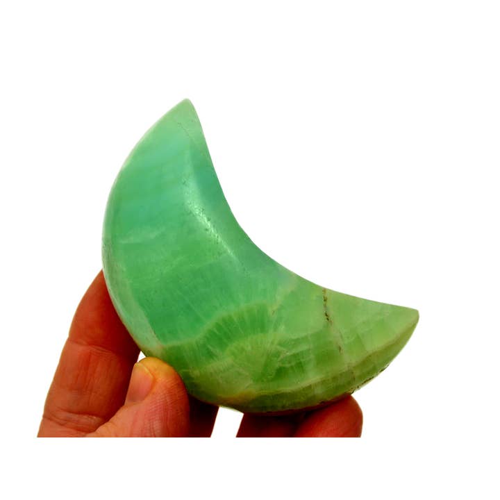 Kaia & Crystals – Großhandel Spiritueller Stein/Kristall – Mondförmiger Pistazien-Calcit (70 mm - 75 mm)4