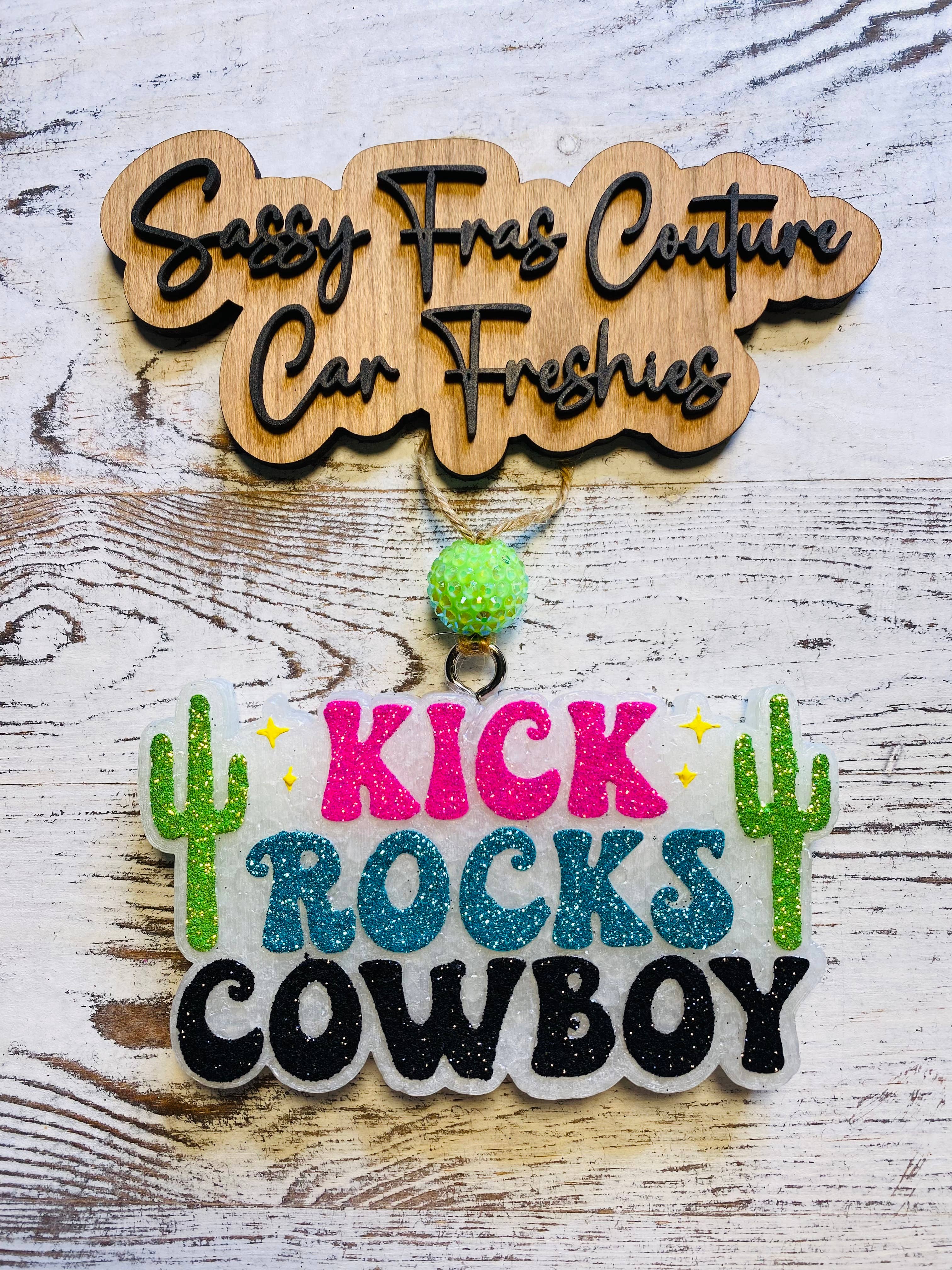 Sassy Fras Couture - Vente Désodorisant pour voiture – femme - Kick Rocks Cowboy Car Freshie