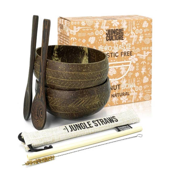 Jungle Culture – Engroshandel Skål – Coconut Skåle - Eco Coconut Shell Skål Sæt (To Skåle)