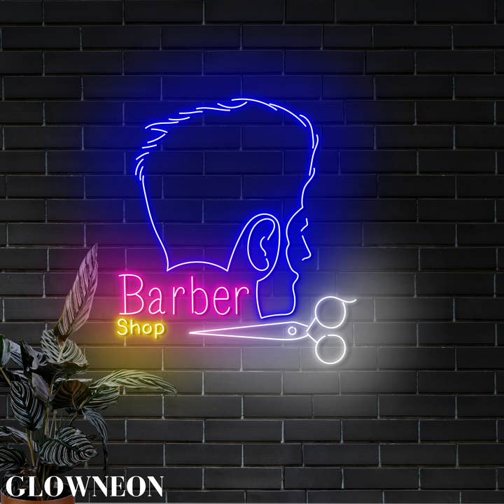 Letrero LED de barbería para hombre, arte de pared de neón para barbería, decoración de barbero para venta al por mayor de Glow Neon