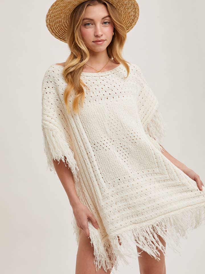 Bluivy - Vendita all'ingrosso Poncho - Donna - PONCHO WESTERN IN MAGLIA CON FRANGE4