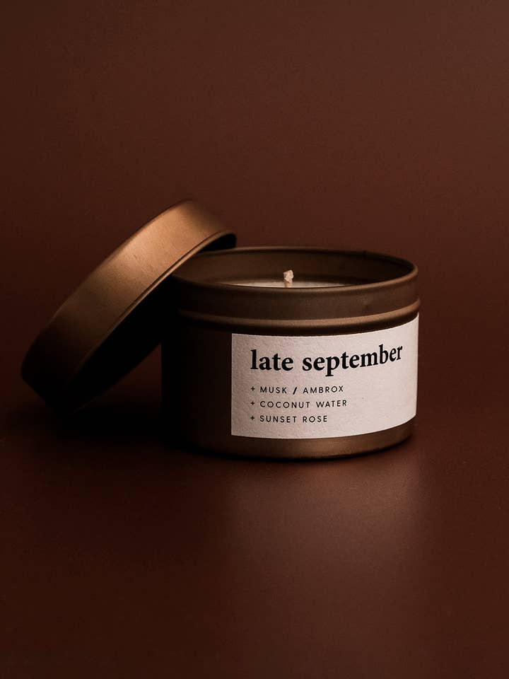 Late September - 90g Rose Gold Nook Tin for wholesale by Keynvor Candle Co