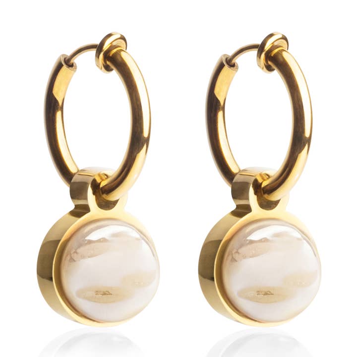 Mix & Match earclips with pendant • gold/sand brown • 14 mm for wholesale by ALEXASCHA