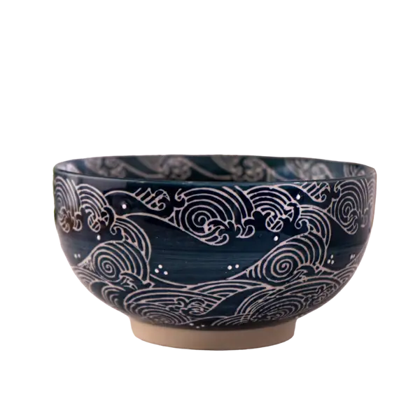 Urban Tokyo - Wholesale Serve Bowl - Wave Nami Bowl w/ Chopsticks, Spoon, Lid and Trivet Set2