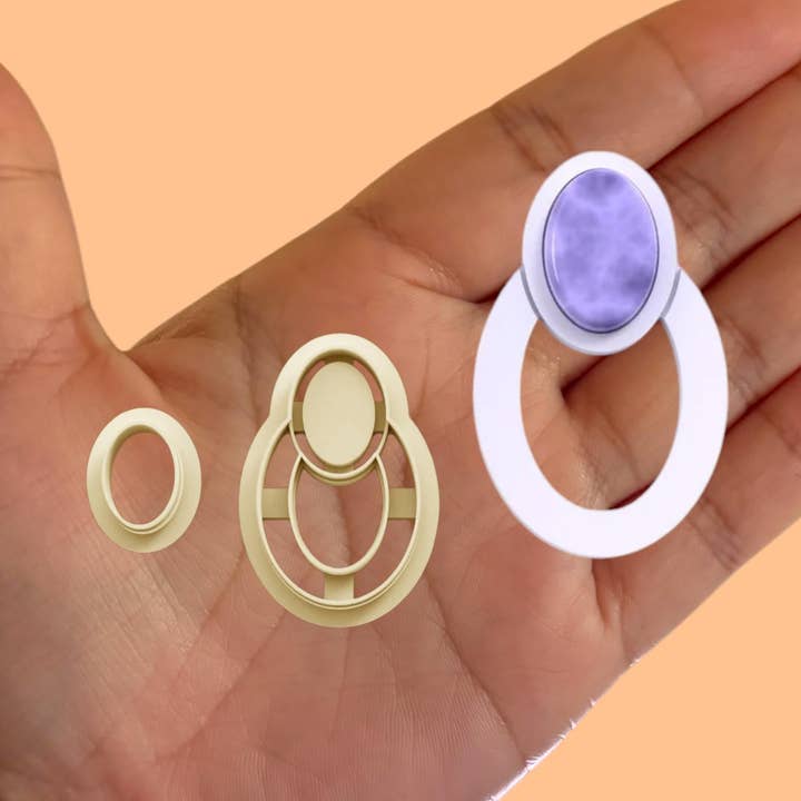 Outline Earring Clay Cutter: Precious Stone Style (PLA Filament) for wholesale by Roussell Prints and Demand LLC