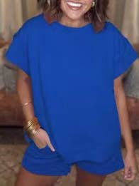 Rosa Clothing - Wholesale Top & Short Set (NOT Loungewear) - Women's - Crewneck Short-Sleeved Top Textured Stylish Shorts Set16