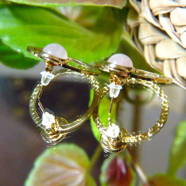 TOURMALYN - Wholesale Hoop Earrings - “BRIGITTE” stainless steel Rose Quartz earrings10