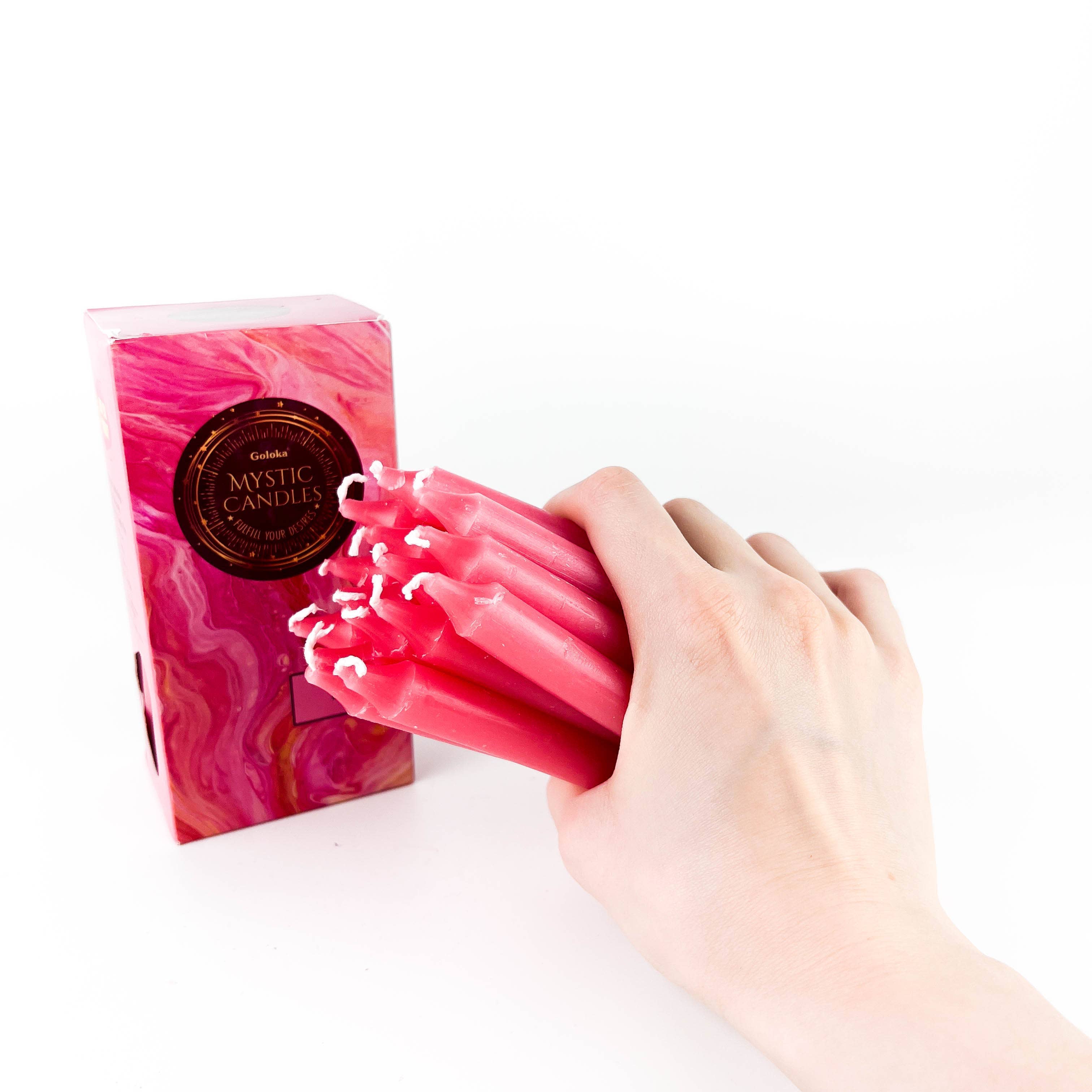 GREENROOTS USA LLC - Wholesale Tapered Candle/Candlestick - Goloka Pink Mini Ritual Candle (Pack Of 20) - 0.5"X5"