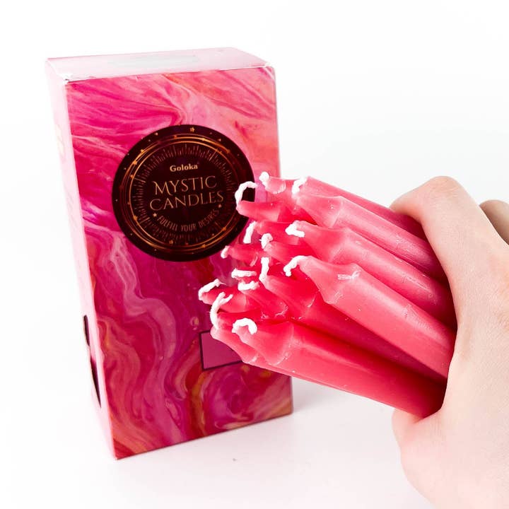 Goloka Rosa Mini-Ritualkerze (Packung mit 20) - 0,5" x 5" für den Großhandel von GREENROOTS USA LLC
