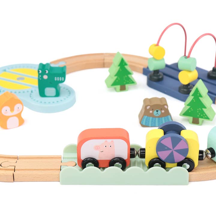 Leo & Friends - Wholesale Wood Toy - Kids - Wooden Railway Jungle 22-Piece Animal Set, Train Cars2