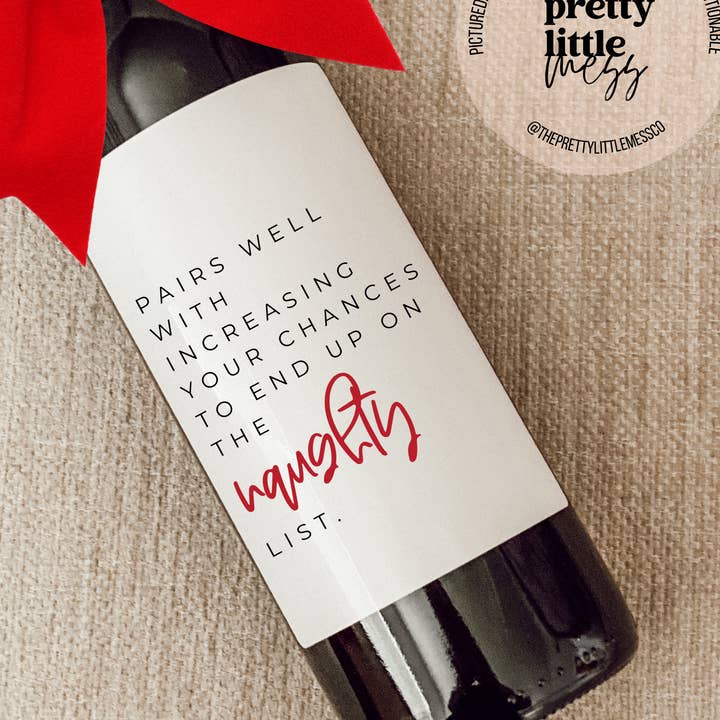 Holiday Wine Label, Christmas Gift, Naughty List for wholesale by the pretty little mess