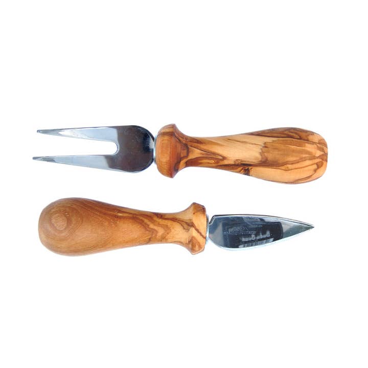 olivenholz-erleben - Wholesale Cheese Spreader - 2-piece cheese cutlery set with olive wood handle