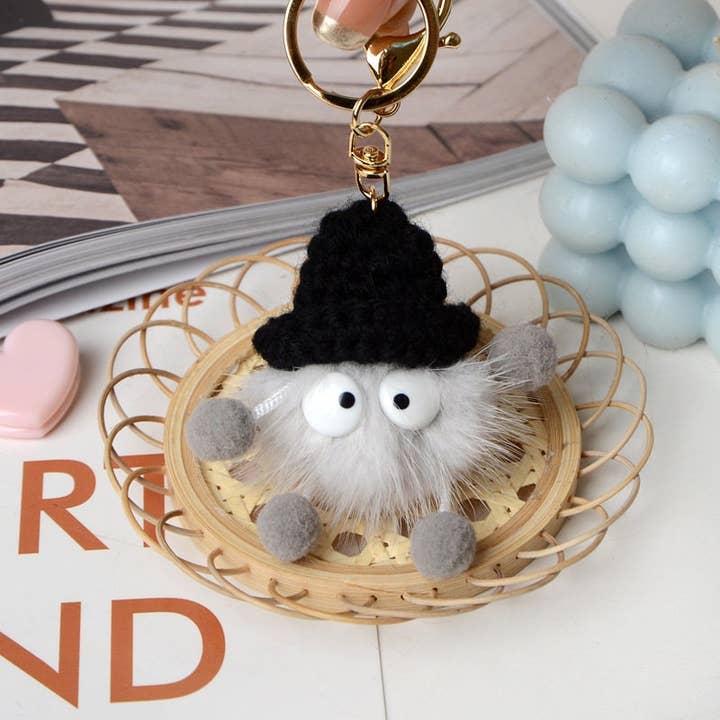 FurDecoration – wholesale Keychain – Women's – Real Mink Fur Pompom Key Chain Cute Cartoon Bag Charm5