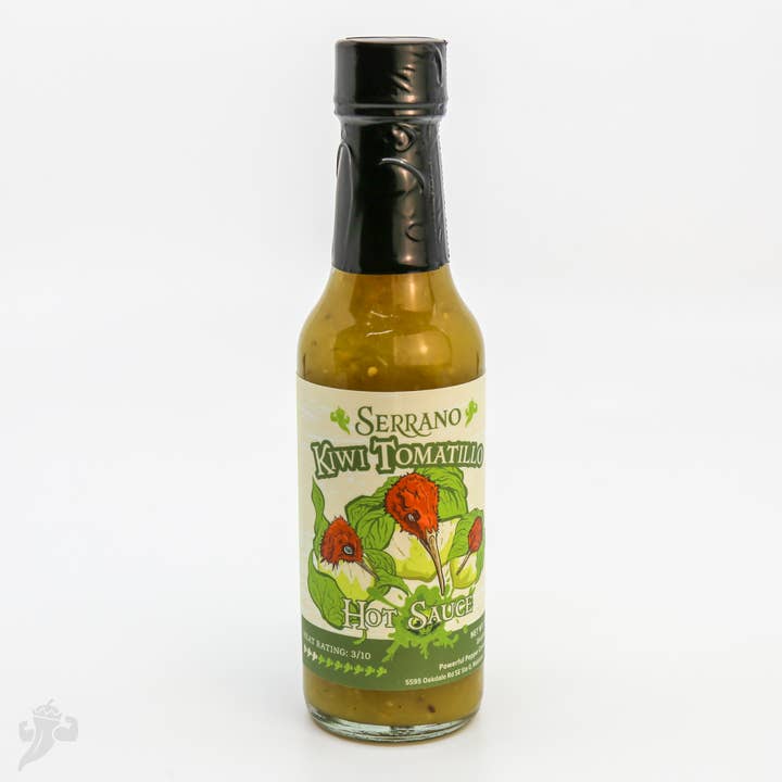 Serrano Kiwi & Tomatillo Hot Sauce for wholesale by Powerful Pepper Co. LLC