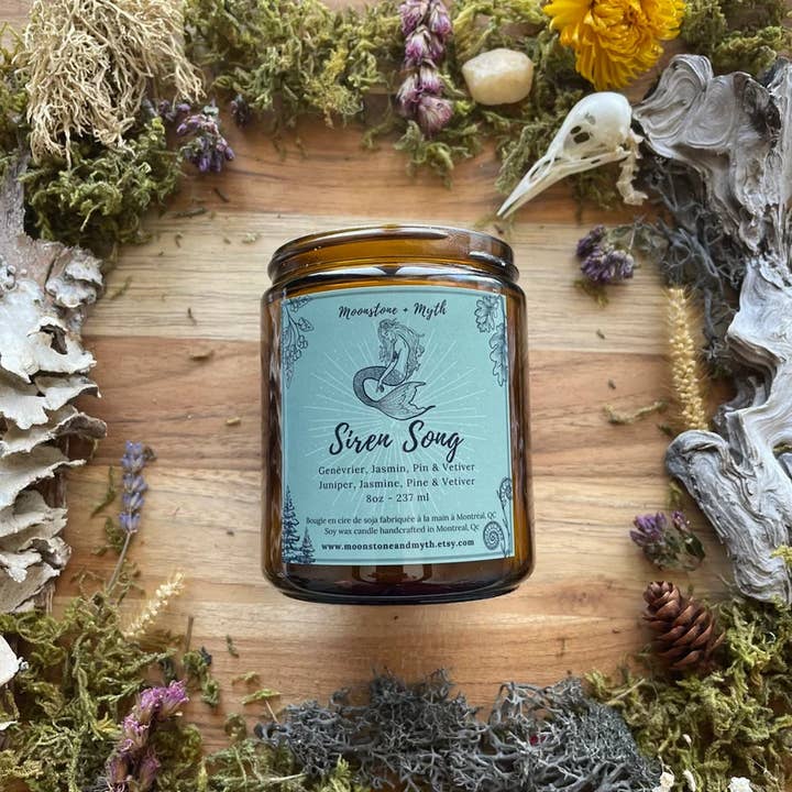 Moonstone and Myth - Wholesale Jar/Filled Candle - Siren Song, 100% soy wax scented candle3