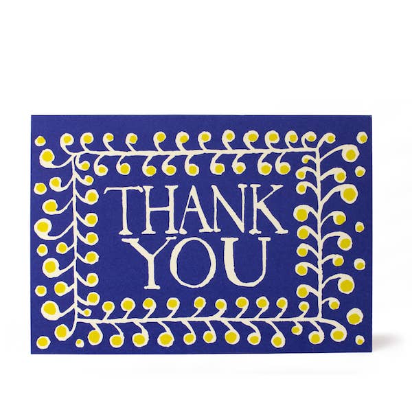 Pack of Ten Cards Thank You Pattern French Ultramarine and Acid Yellow for wholesale by Cambridge Imprint