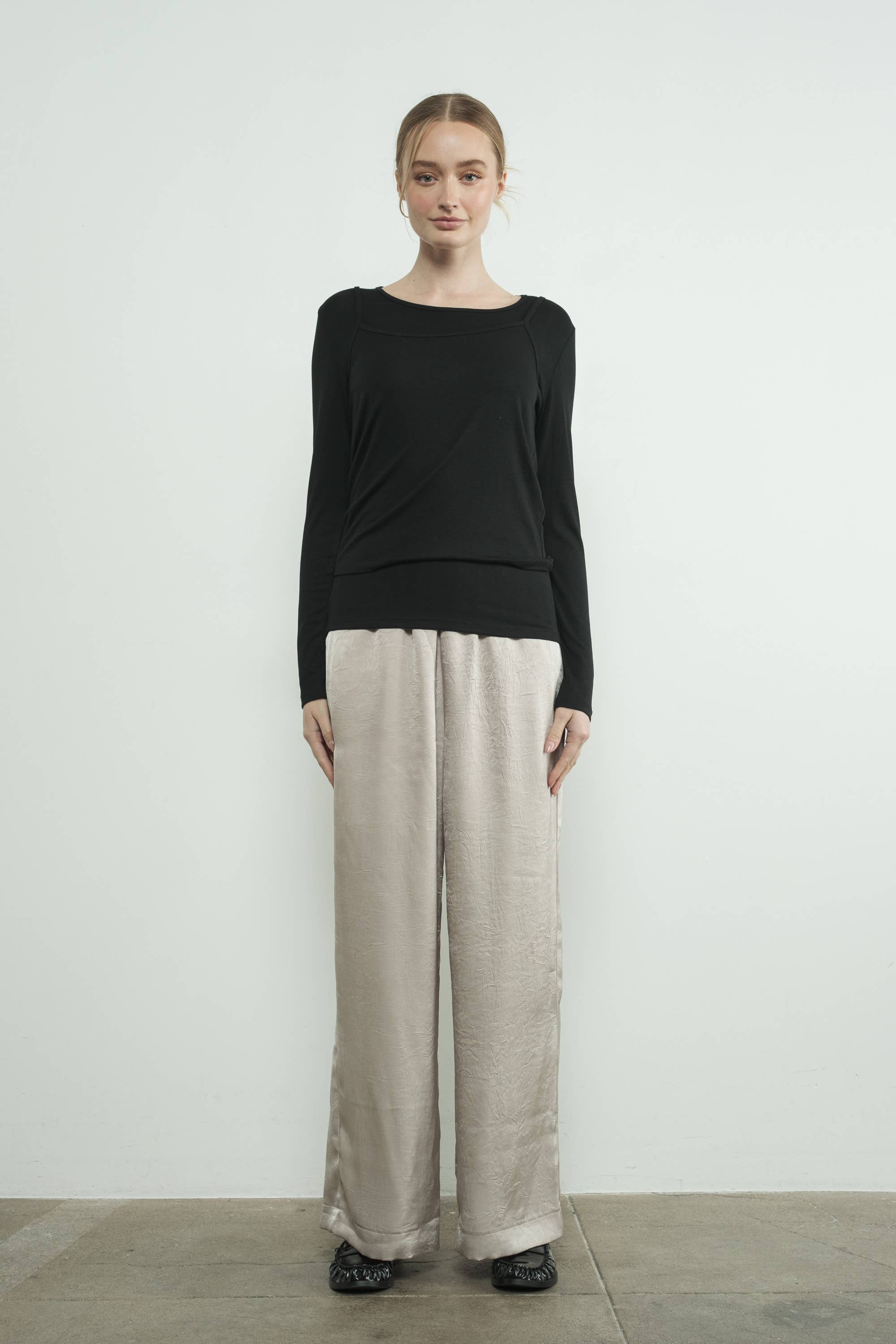 Aaron & Amber - Wholesale T-Shirt - Women's - MAT3127 TWO FER TANK LONG SLEEVE TOP4