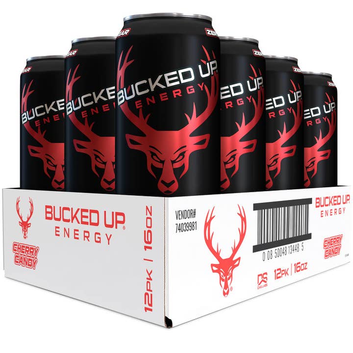 BUCKED UP ENERGY DRINK 12/16OZ CHERRY CANDY for wholesale by L&F Universal Goods